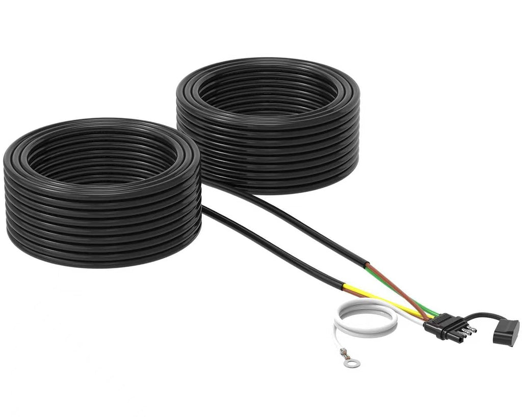 4 Pin 5 Wire Trailer Wiring Harness Kit, Malictele 50FT 16AWG Core with Jacketed Cable Trailer Light Kit 4 Way Flat 5