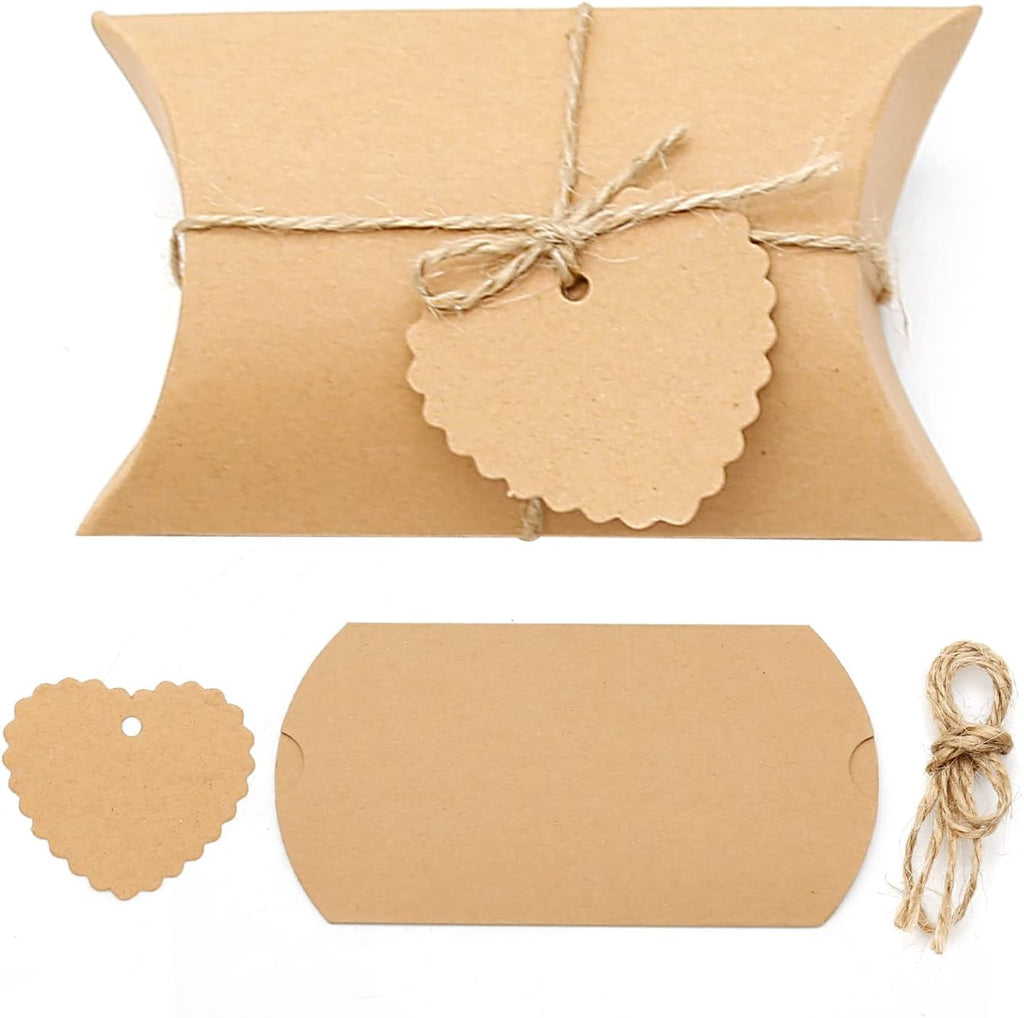50PCS Kraft Paper Pillow Gift Boxes 5x3.5inches