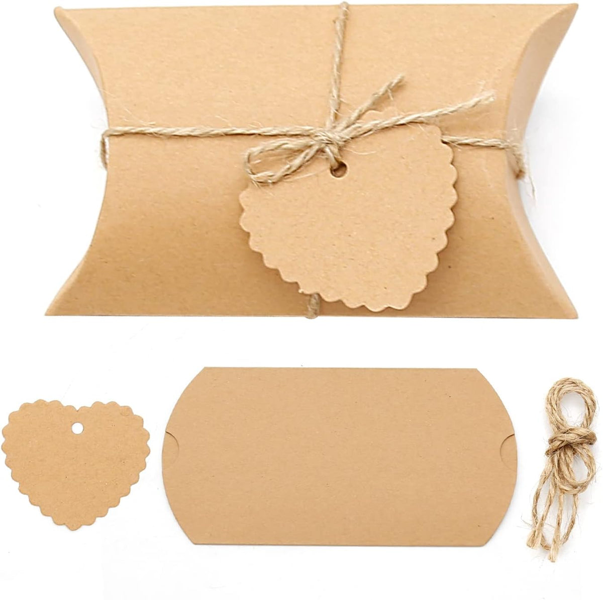 50PCS Kraft Paper Pillow Gift Boxes 5x3.5inches