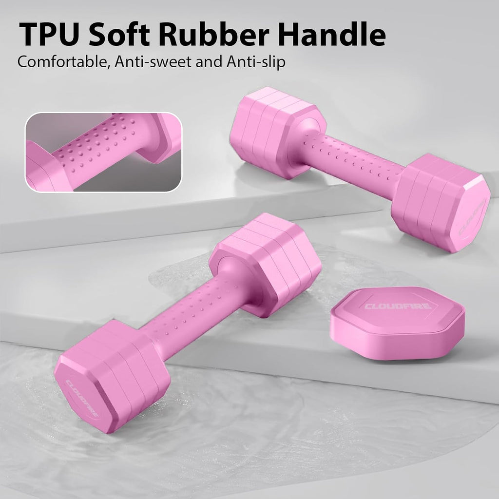 Adjustable Dumbbell Set of 2, 4 in 1 Free Weights Dumbbells Set, Hand Weights for Women at Home, 5 lb Dumbbells Set