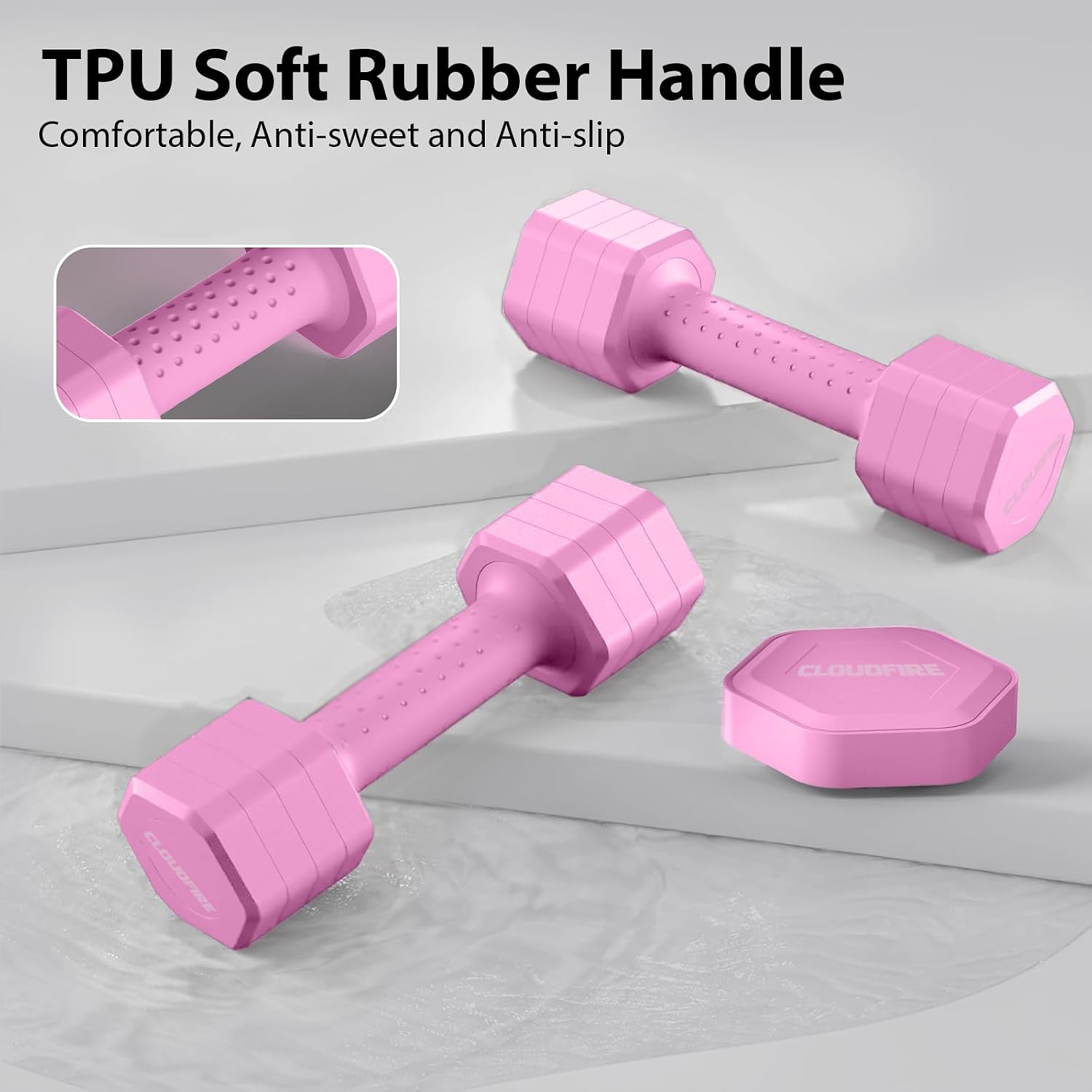 Adjustable Dumbbell Set of 2, 4 in 1 Free Weights Dumbbells Set, Hand Weights for Women at Home, 5 lb Dumbbells Set