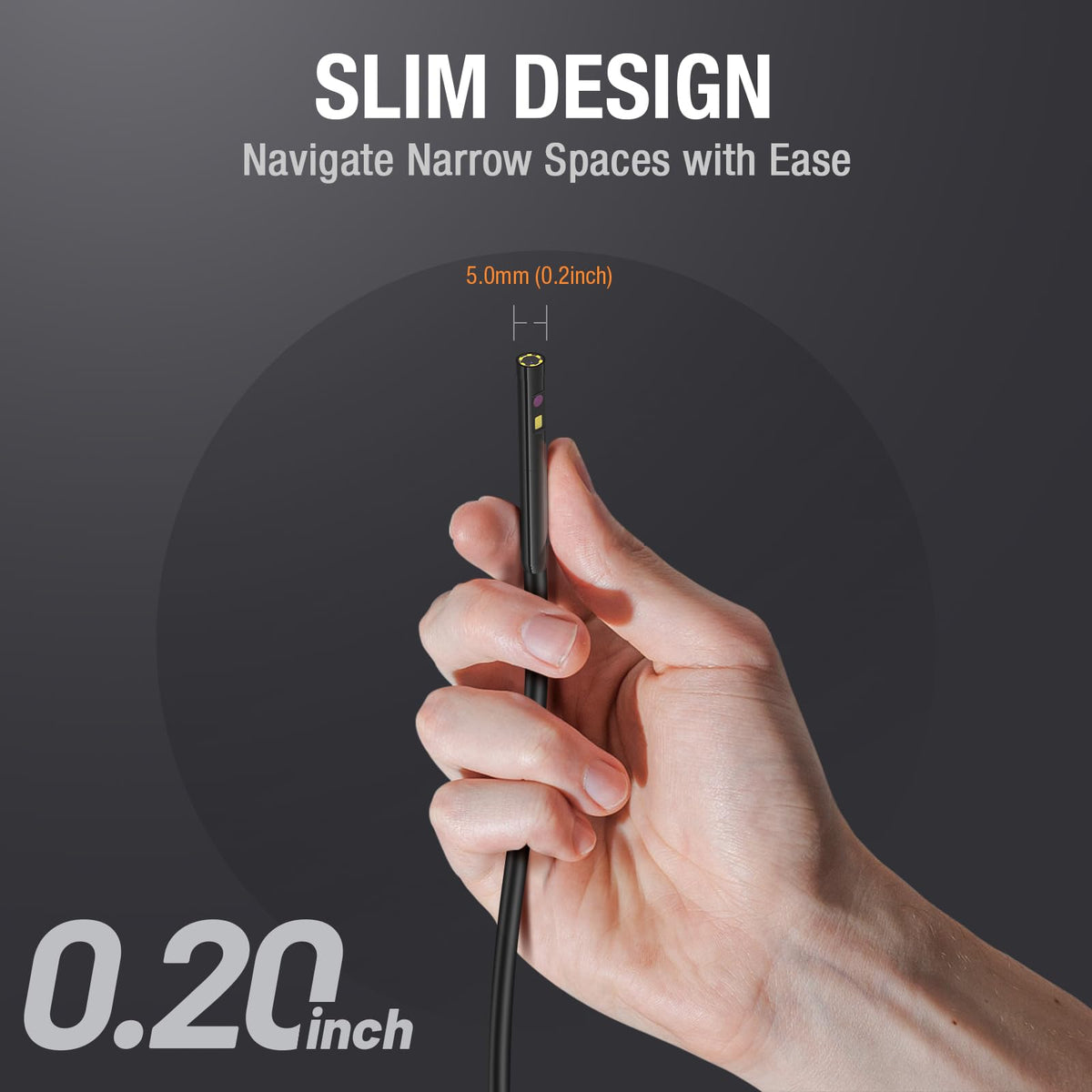 5mm Dual Lens Endoscope with Light, Teslong MS450 5FT Mechanic Borescope