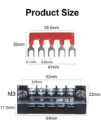 Terminal Block, 5 Circuits 600V 15A Dual Row Screw Terminal Strip, 5 Sets