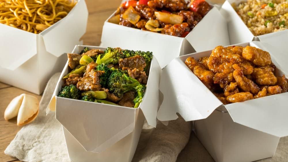 White Chinese Asian Paper Take Out Box with Wire Handle, Leak and Grease Resistant Stackable to Go Boxes (25, 8 OZ)