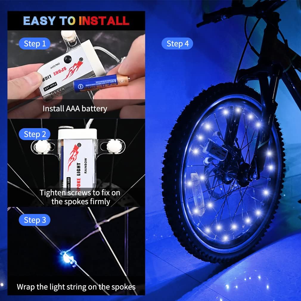2 Tire Pack LED Bike Wheel Lights Ultra Bright Waterproof Bicycle Spoke Lights Cycling Decoration Safety Warning Tire