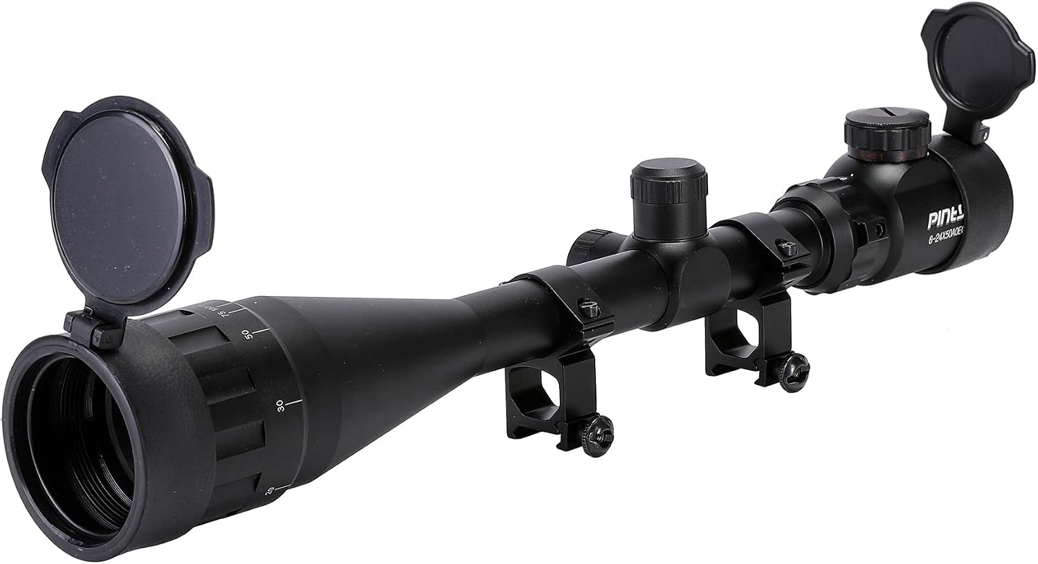 6-24x50 AO Rifle Scope with Dual 1" Scope Mount Rings for 20mm Picatinny Rail, Hunting Rifle Scope Rangefinder Mil