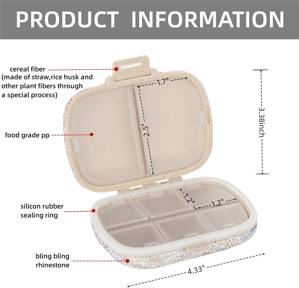 Daily Vitamin Organizer,Portable Pill Case Travel,Medicine Pill Boxes Containers Bottle,Small Pill Holder Carrier for