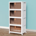 4 Tier Plastic Storage Bins with Lid 23QT - Stackable Storage Bins with Wheels, Organizers and Storage, Plastic