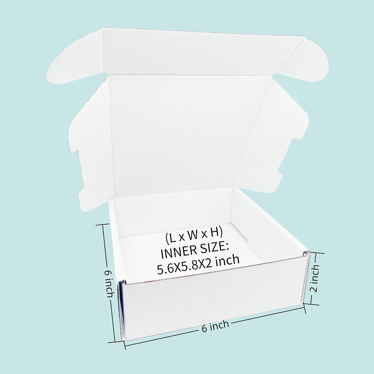 6x6x2 Inches 50 Pack White Corrugated Cardboard Shipping Boxes