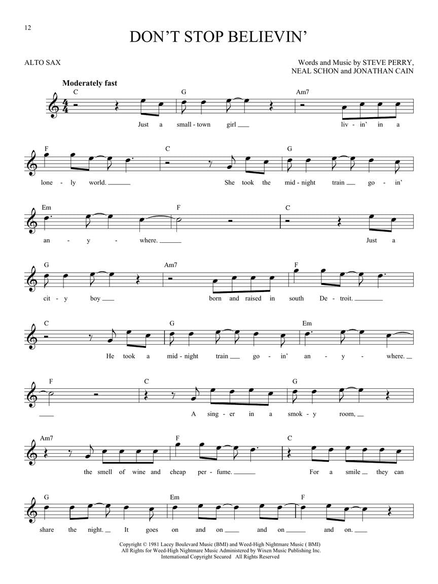 Easy Pop Melodies: for Alto Sax