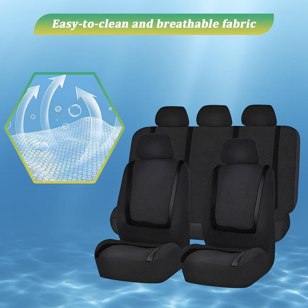 Car Seat Covers Full Set, Soft Breathable Vehicle Front and Rear Split Bench with Headrest Cover, Comfortable