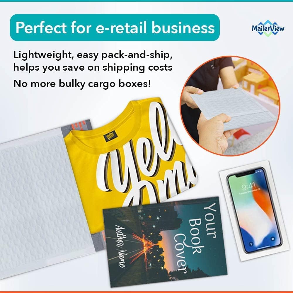 Bubble Mailers 10.5x16, Self Seal Poly Padded Envelopes #5, 100 Pack Bulk