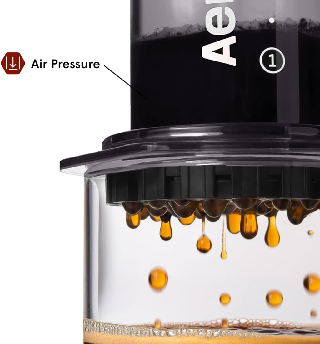 Clear Black Coffee Press - All-in-One French Press, Pour-Over & Espresso Style Manual Brewer, 2 Min Brew for Less
