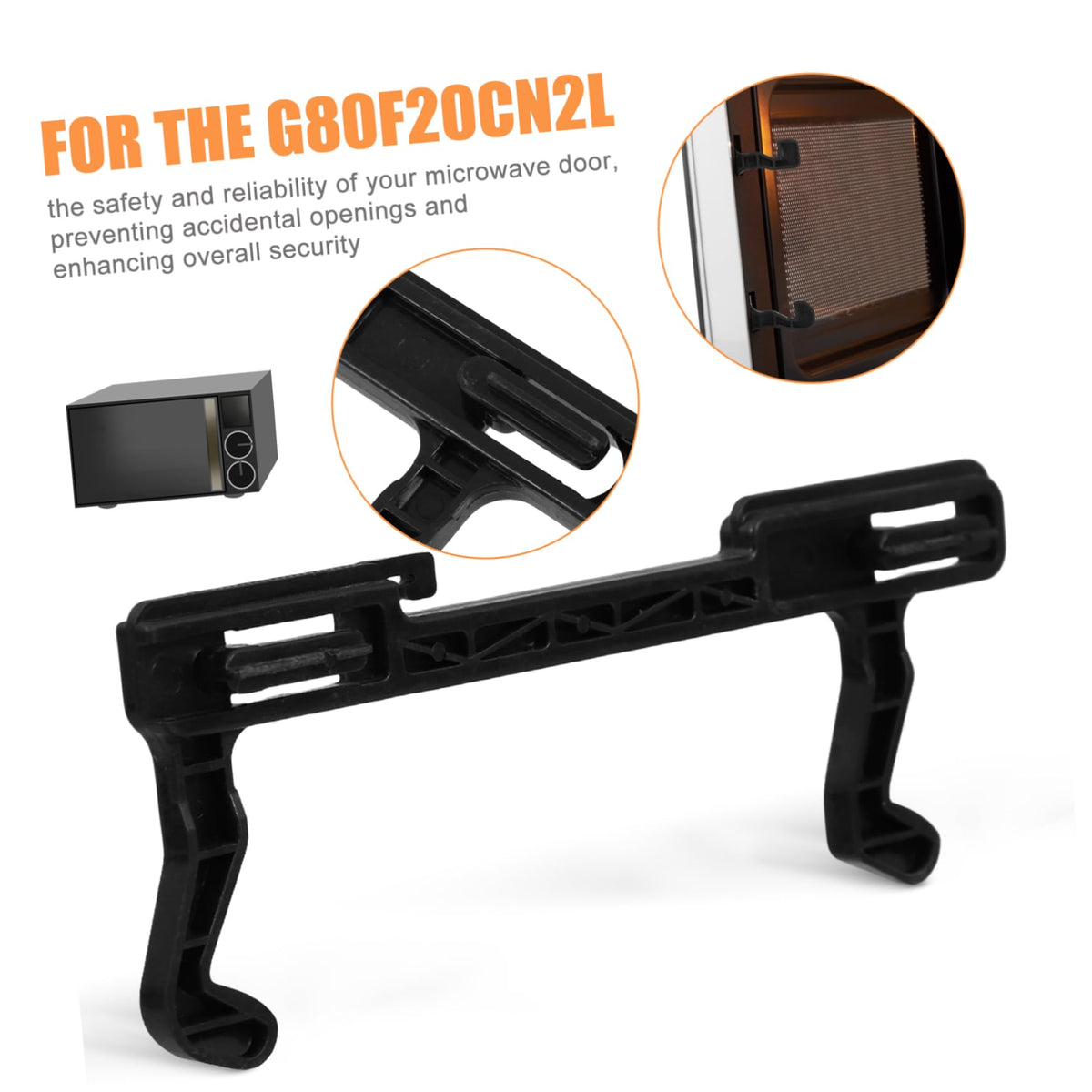 Microwave Oven Door Hook Lock Replacement Part, Black ABS