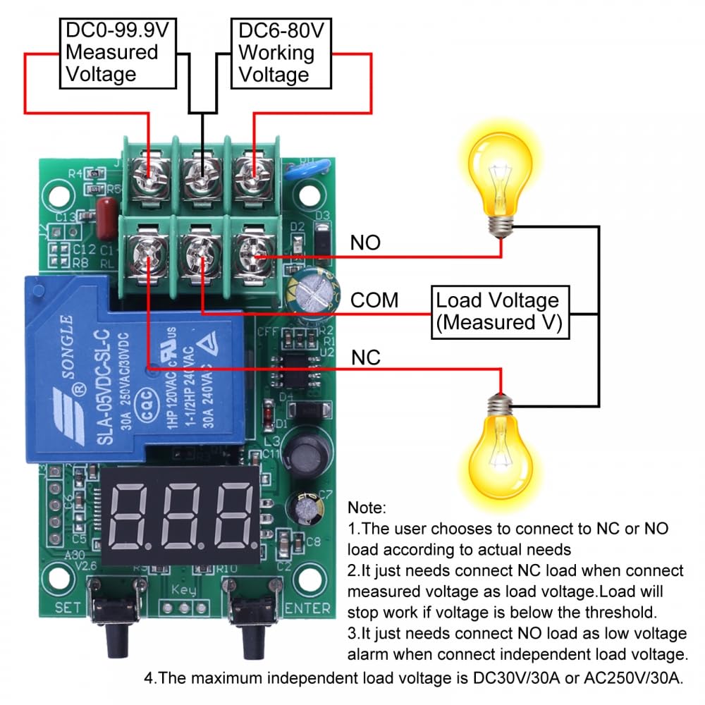 Voltage Monitor Module, A30-U1 DC 0-99.9V Delay Relay Controller Board for Overvoltage Undervoltage Control Voltage Detection