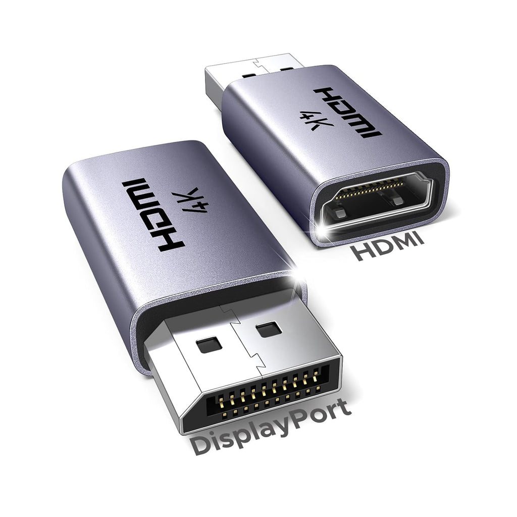 4K DisplayPort to HDMI Unidirectional Adapter, 2-Pack | DP 1.2 to HDMI 1.4, Male to Female Converter, Support 3D HDR