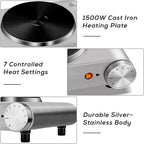 Hot Plate, CUSIMAX Electric Burner 1500W Single Burner for Cooking, Silver