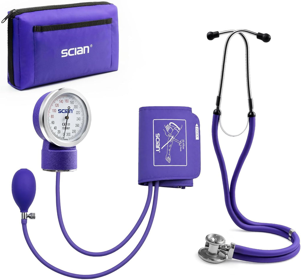 Professional Aneroid Sphygmomanometer and Sprague Rappaport Stethoscope, Manual Blood Pressure Kit with Cuff and