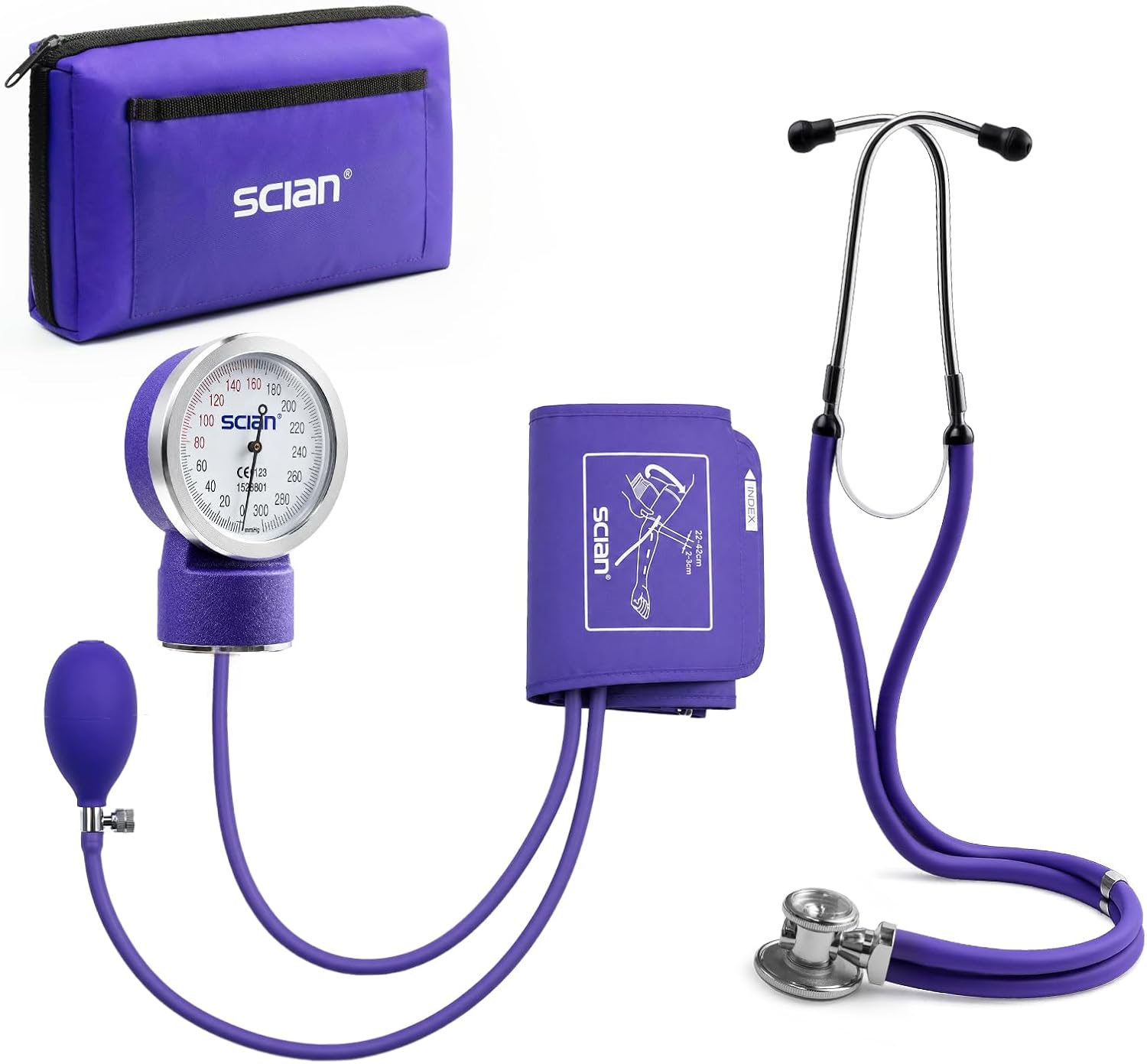 Professional Aneroid Sphygmomanometer and Sprague Rappaport Stethoscope, Manual Blood Pressure Kit with Cuff and