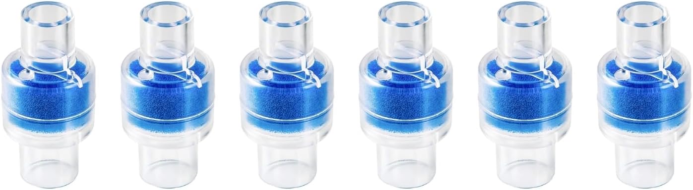 6 Nispira HME Heat Moisture Exchanger Filter in-Line Humidification Solution Unit for CPAP biPAP Machine & Mask, Z1