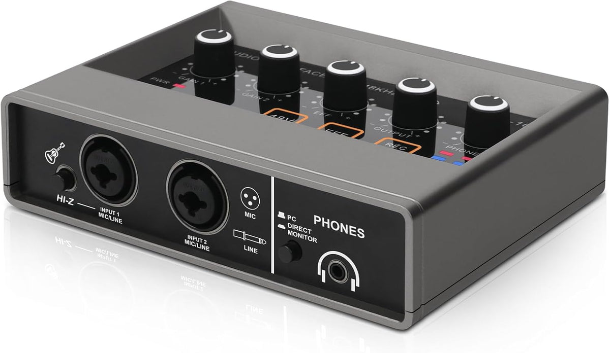 USB Audio Interface for PC with Touch Model 16 bit/48 kHz, DSP Effect, 48V Phantom Power XLR Audio Interface for