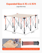 Portable Folding Workstand, 4.15 x 4.15 ft Collapsible Workbench, 3500 lbs Weight Capacity, No Assembly Foldable Work