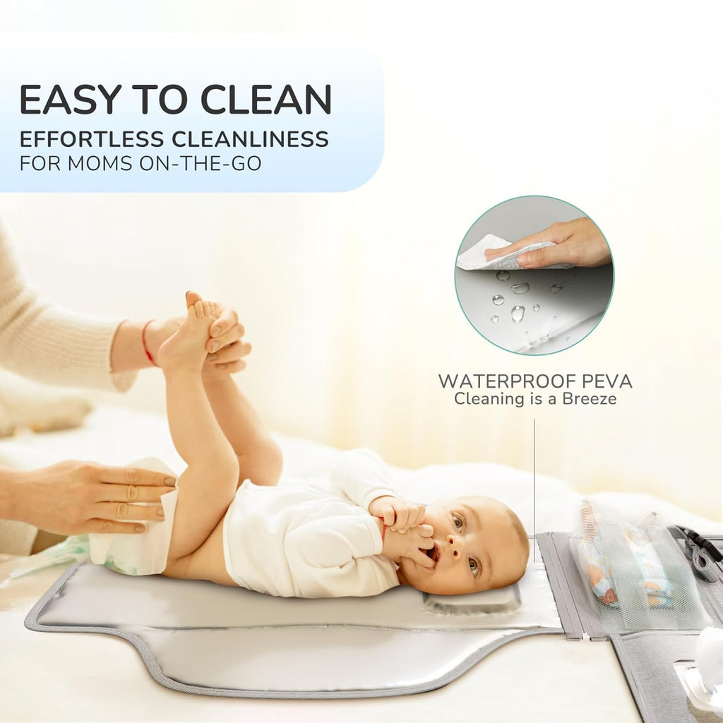 Portable Diaper Changing Pad for Baby, Detachable Travel Changing Pad with Baby Wipes Pocket, Gifts for Baby Shower
