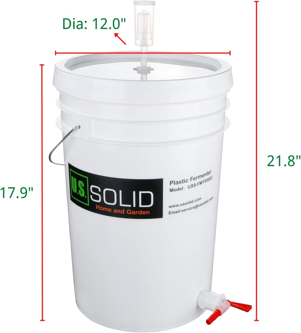 2-Pack Plastic Fermenter - 6.5 Gallon Food-Grade Fermenting Bucket Homebrewing Fermentor with Spigot and Airlock