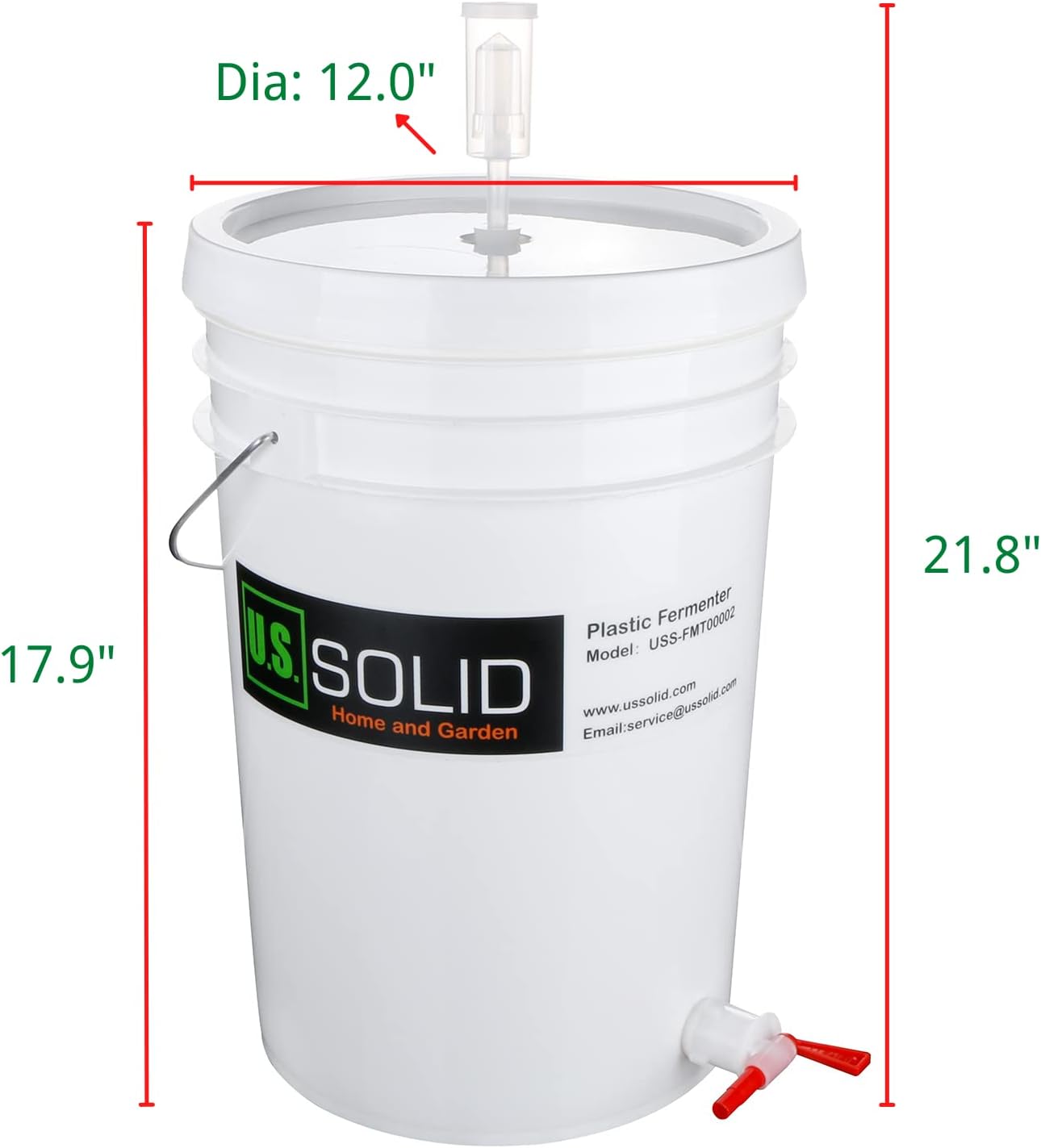 2-Pack Plastic Fermenter - 6.5 Gallon Food-Grade Fermenting Bucket Homebrewing Fermentor with Spigot and Airlock