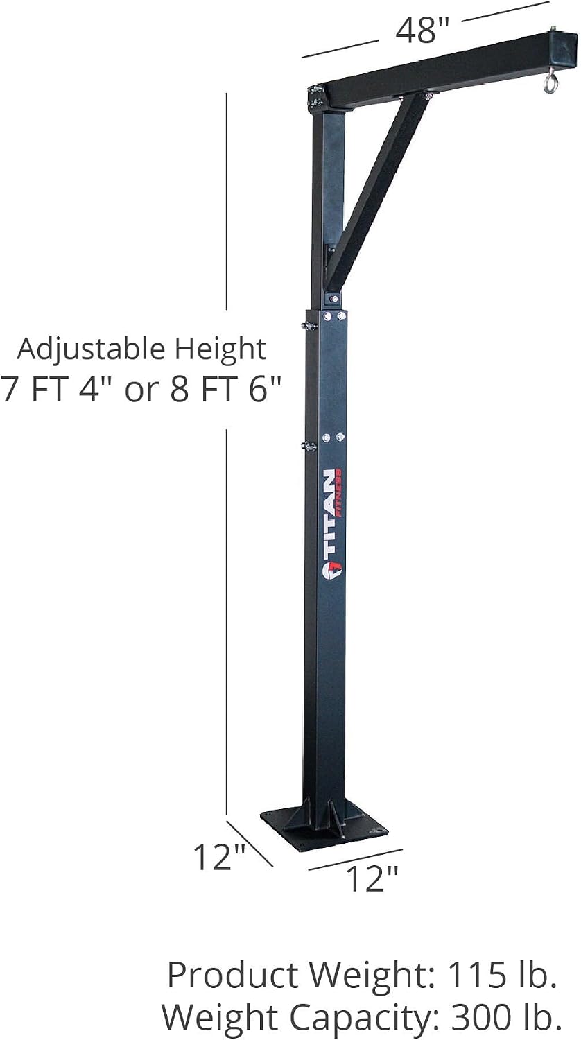 Heavy Bag Boxing Stand, Single Tree Adjustable 7 FT 4" to 8 FT 6", 360-Degree Training, Rated 300 LB, Bolt-Together