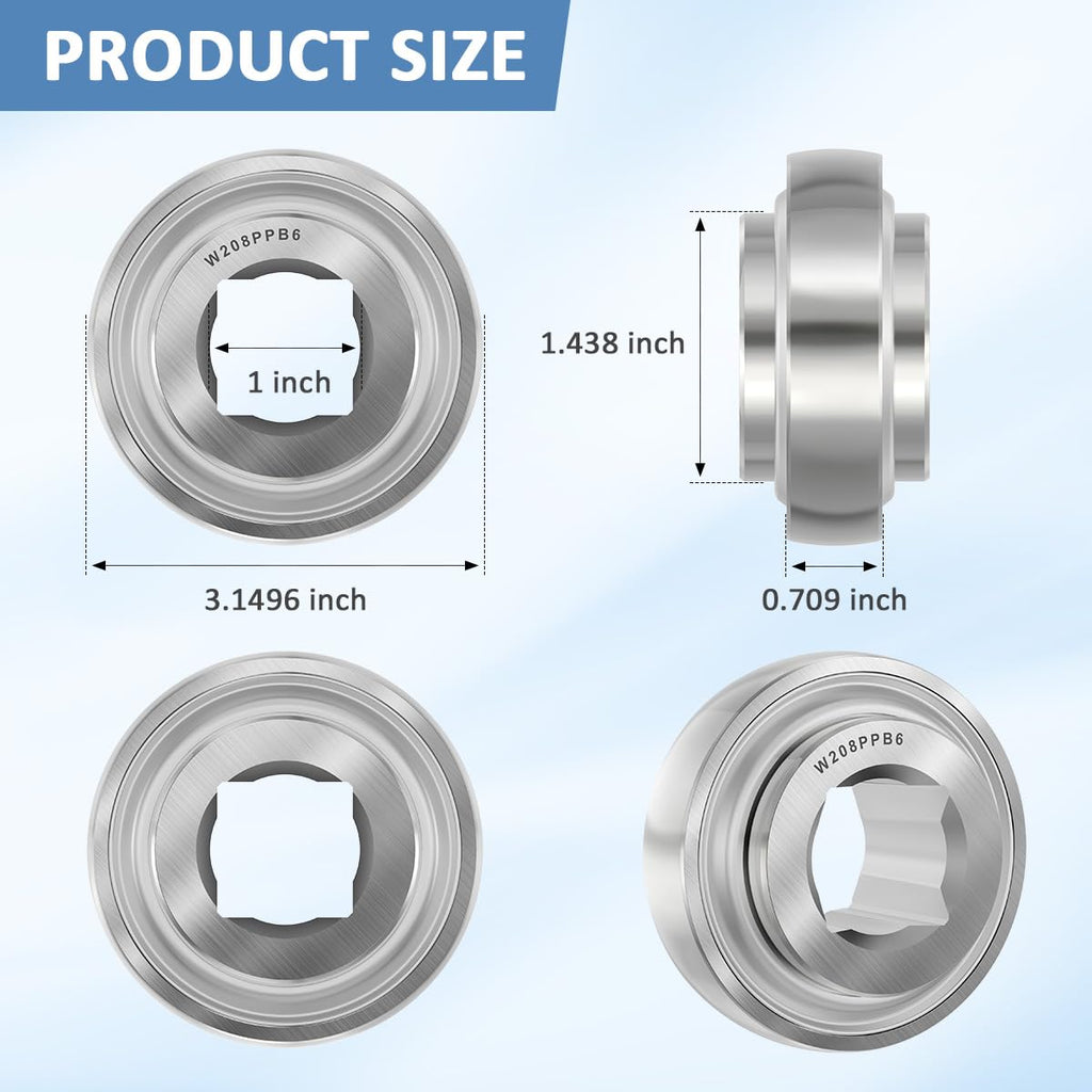 W208PPB6 Disc Harrow Bearing 1" Square Bore