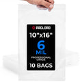 10" x 16" Medium Reclosable Plastic Zip Bags, 10 Count