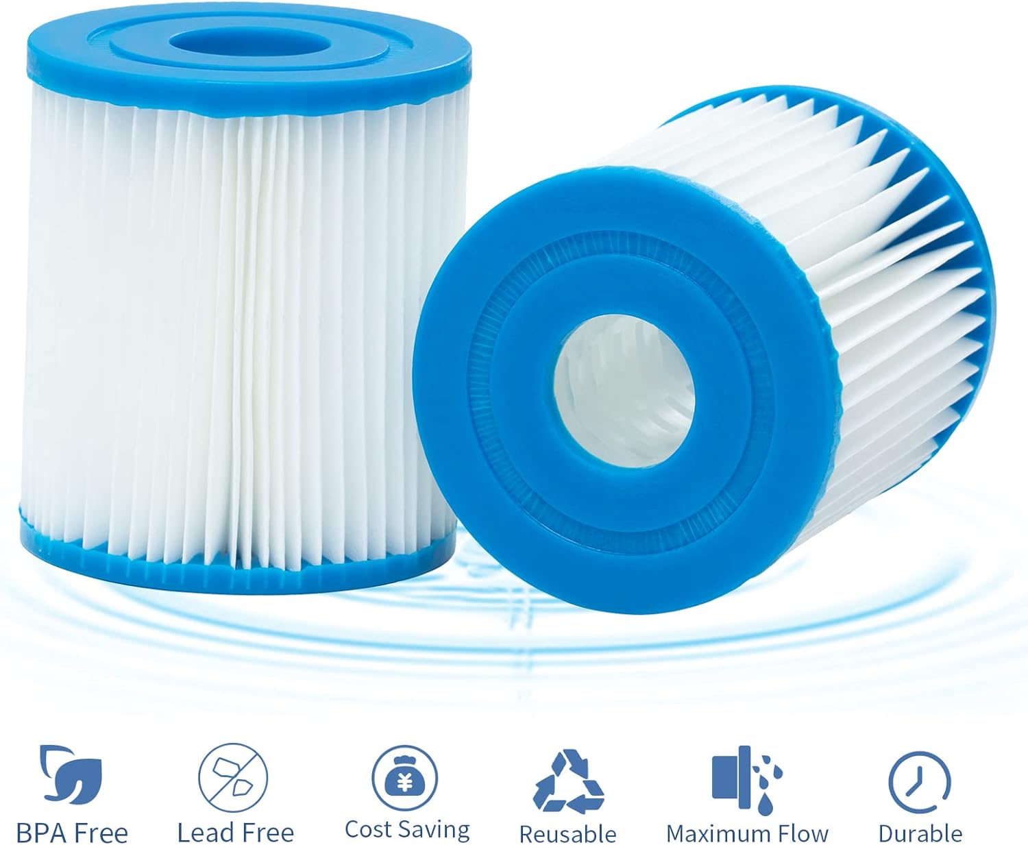Type I Pool Filter Cartridge,Pool Filter Cartridge Size 1 for 58093,for Summer Waves 300/330 Gal/h Filter Pumps(4 Pack)