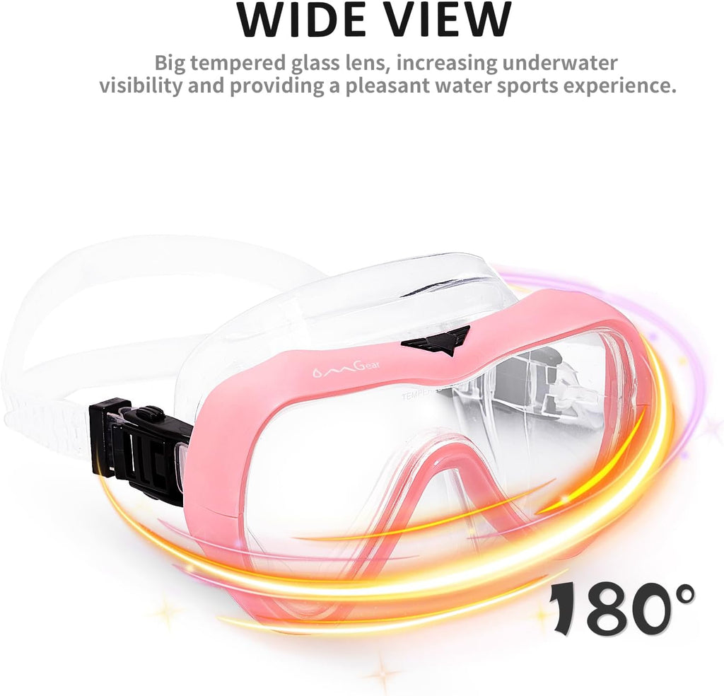 Diving Mask Snorkeling Gear Kids Adult Snorkel Mask Dive Goggles Silicone Swim Glasses with Nose Cover for Scuba Free