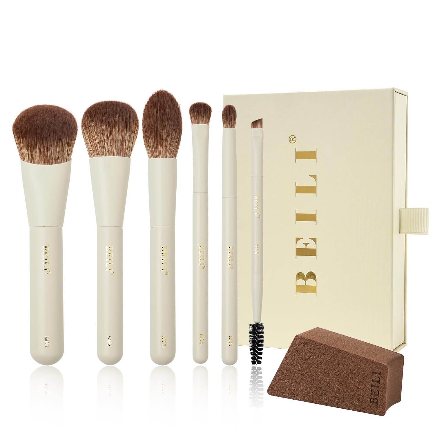Mini Travel Makeup Brush Set, 6-Piece Face & Eye Brushes