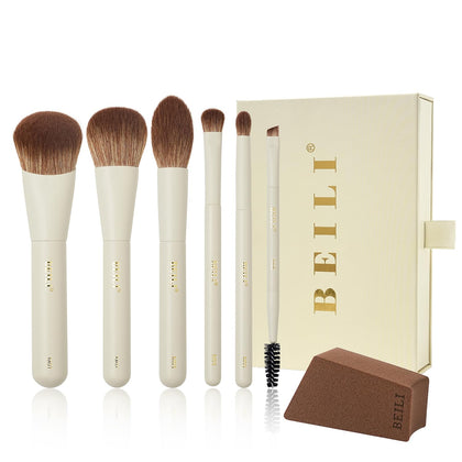 Mini Travel Makeup Brush Set, 6-Piece Face & Eye Brushes