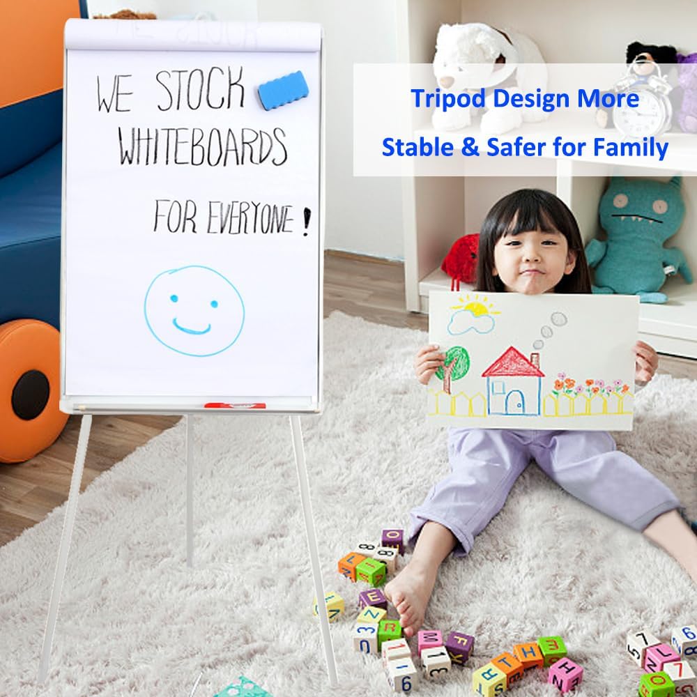 Whiteboard Easel 36" x 24" Height Adjustable, Magnetic Dry Erase Easel | Portable Tripod White Board Easel 36"x24"