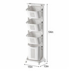 4-Tier Laundry Hamper Sorter with Rolling Baskets for Bathroom White