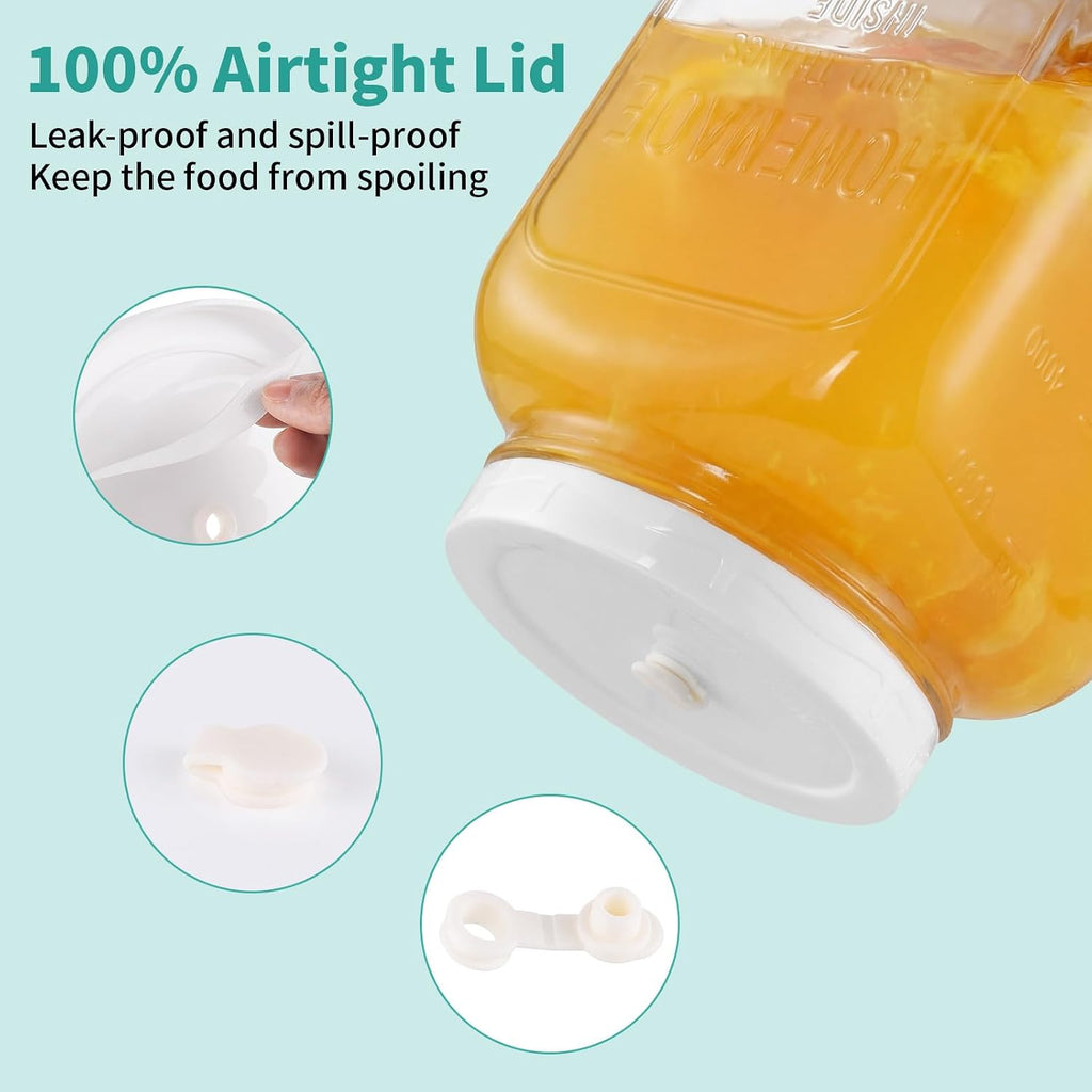 2P Glass Fermentation Jar: 1.5 Gallon Container w/Airlock Lid | 5.12in Wide Mouth Mason Jar-Non slip Base-Scale