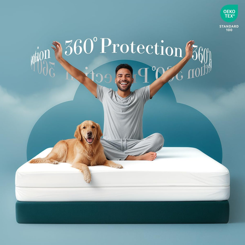 Mattress Protector Zippered Super Queen Size, 100% Waterproof Bed Bug and Dust Mite Proof Mattress Encasement