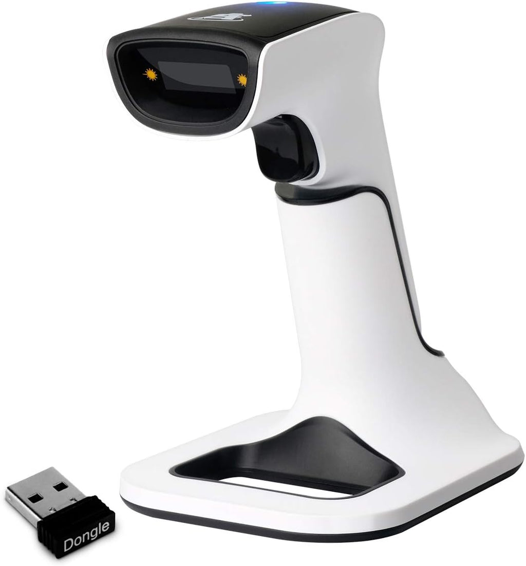 Wireless Portable 1D&2D with Stand Bluetooth Barcode Scanner: 3-in-1 Handheld Scanner, Rechargeable Battery for