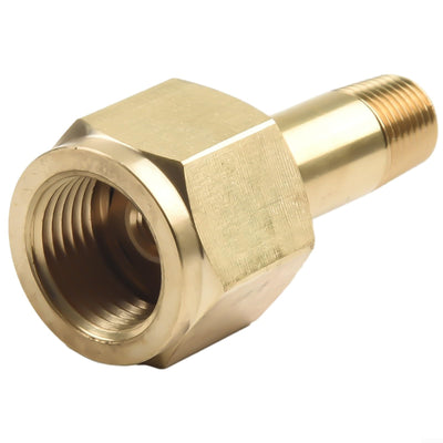 CGA-320 Inlet Nut Assembly, Brass Cylinder Connector, 2 Inch Nipple with Washer, .830-14 RH Female, 1/4" NPT, Gold