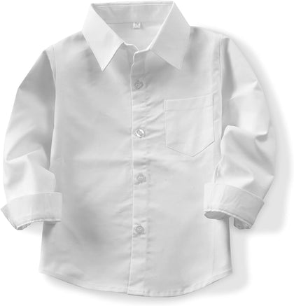 White Dress Shirt Boys Toddler Long Sleeve Oxford Button Down Shirt for Boys School Uniform, N005 White Tag 140CM - 6