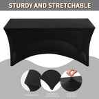 6 Pack 8FT Black Tablecloth Rectangle Spandex Fitted Table Cover