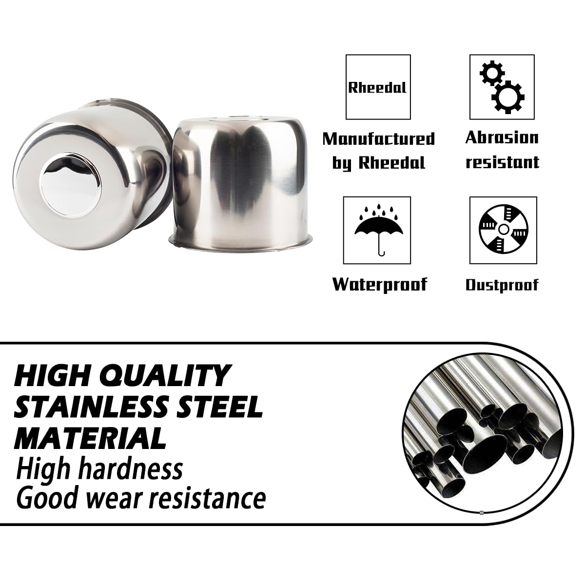 2Pcs 4.88" OD 4.47" H Trailer Wheel Center Caps with Removable Top