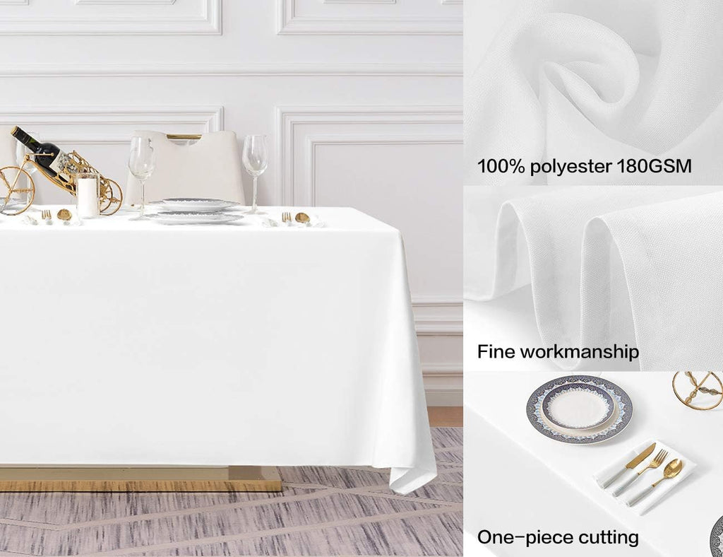 90x132 Inch White Tablecloth for 6-8 Foot Rectangle Tables
