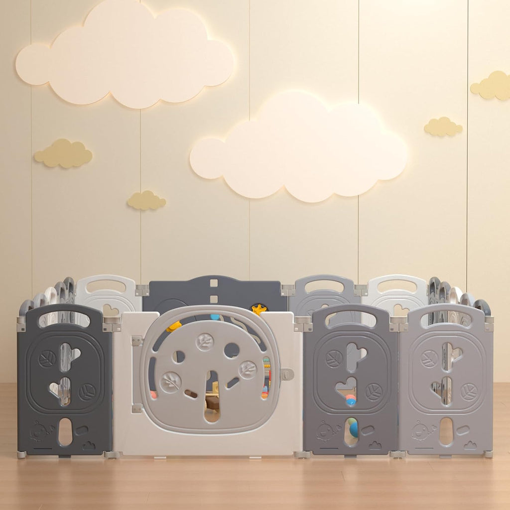Baby Playpen, Foldable & Portable Play Yard for Babies and Toddlers, Easy Assemble 18 Panel Kids Fence Safety