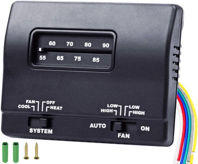 7330F3852 RV Thermostat Heat Cool Control 12V DC Single Stage T-Stat Wall Coleman Mach RV Thermostat Replacement Compatible with Coleman Mach, Black