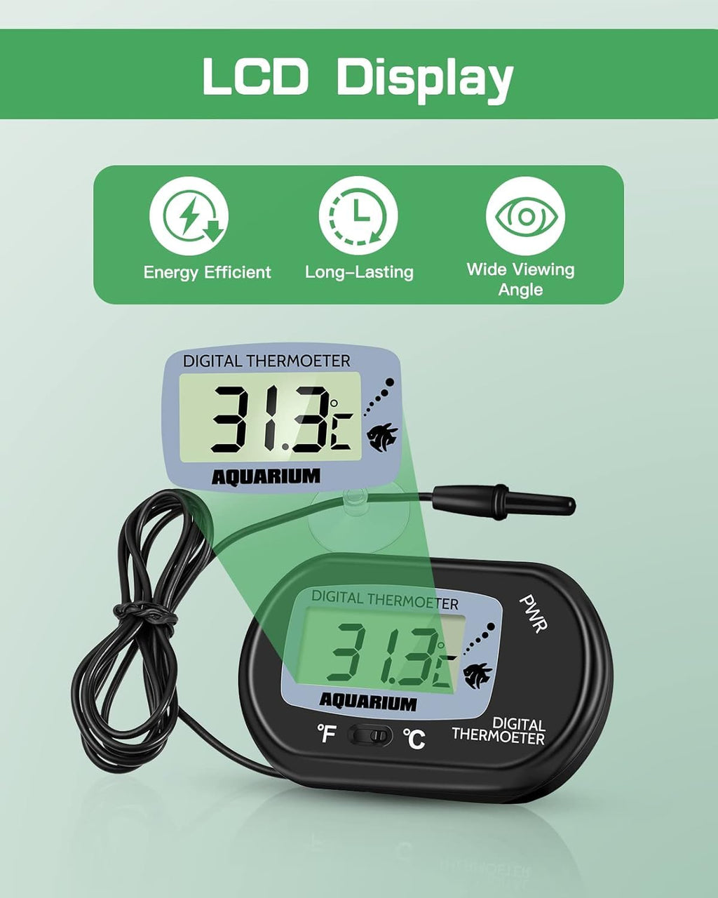 Petbank LCD Digital Aquarium Thermometer Fish Tank Water Terrarium Temperature