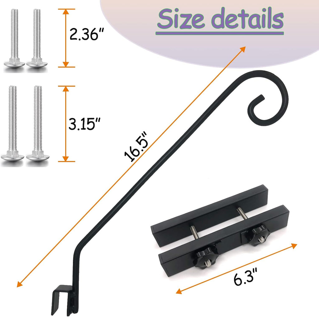 Deck Hook Rail Suitable for Hanging Flower Baskets Wind Chimes Planters Bird Feeders Lights, Heavy Duty Fence Deck